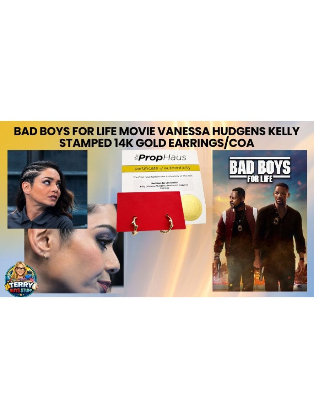 Bad Boys for Life (2020) – Kelly / Vanessa Hudgens  14K Gold Earrings Prop COA